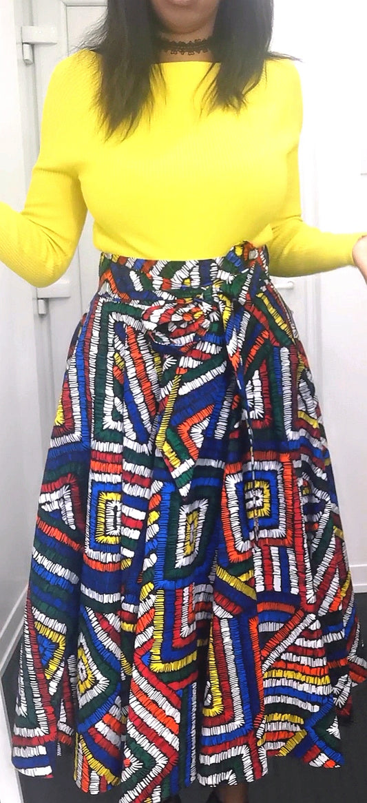 'Royal blue aztec' skirt