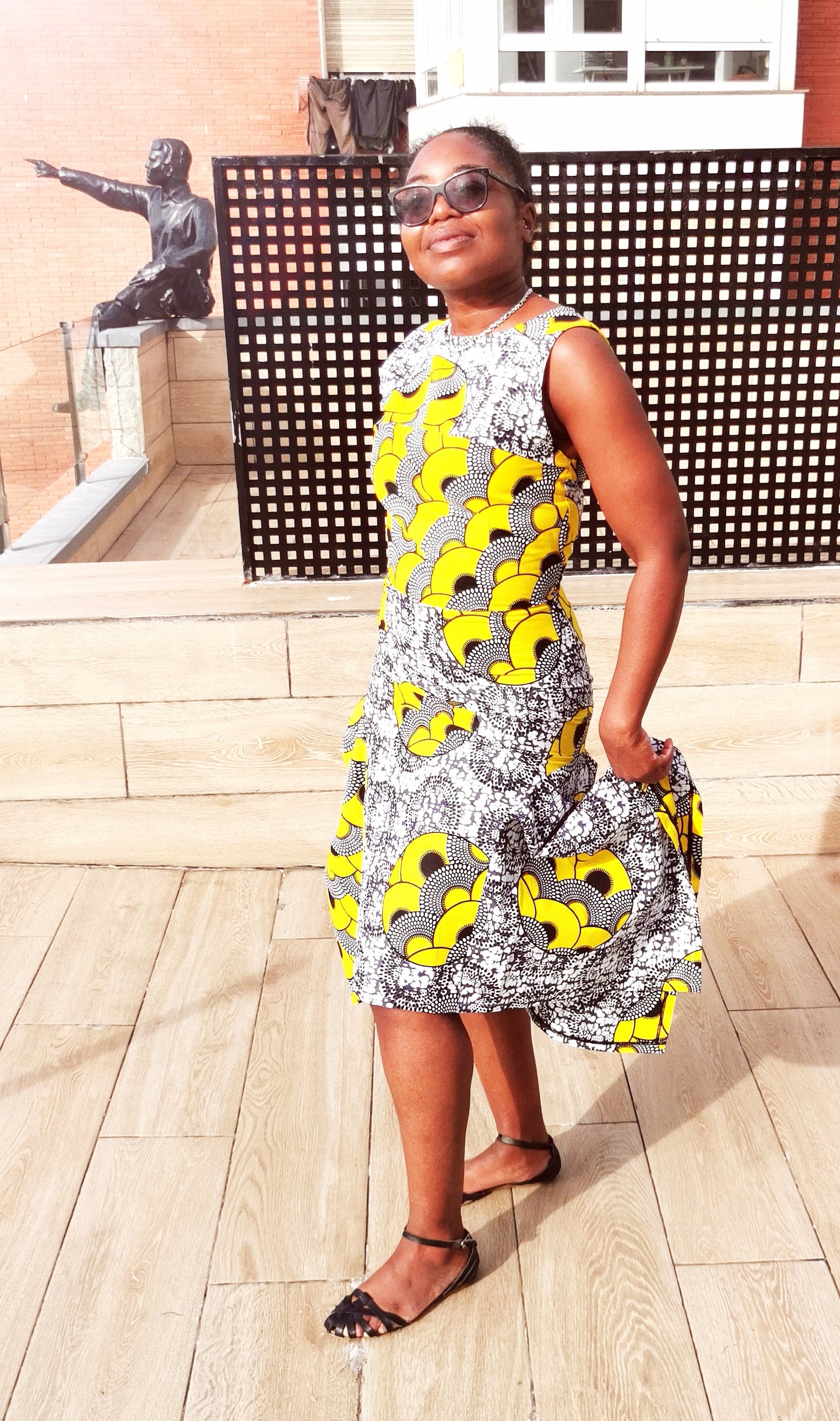 'Yellow footballs' Hankerchief style dress