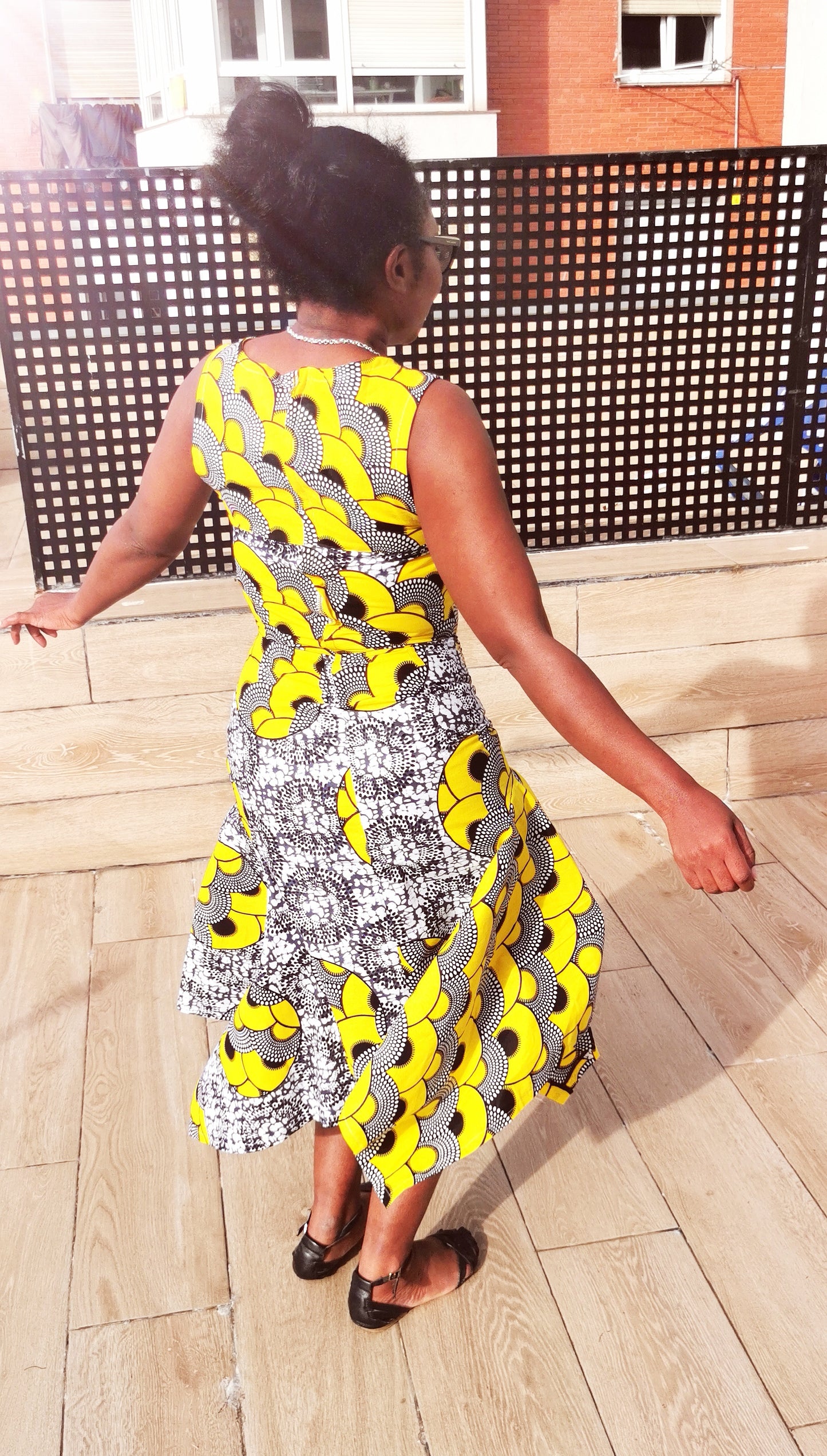 'Yellow footballs' Hankerchief style dress