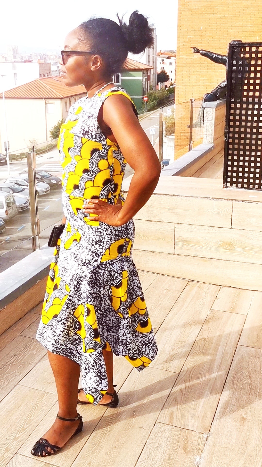 'Yellow footballs' Hankerchief style dress