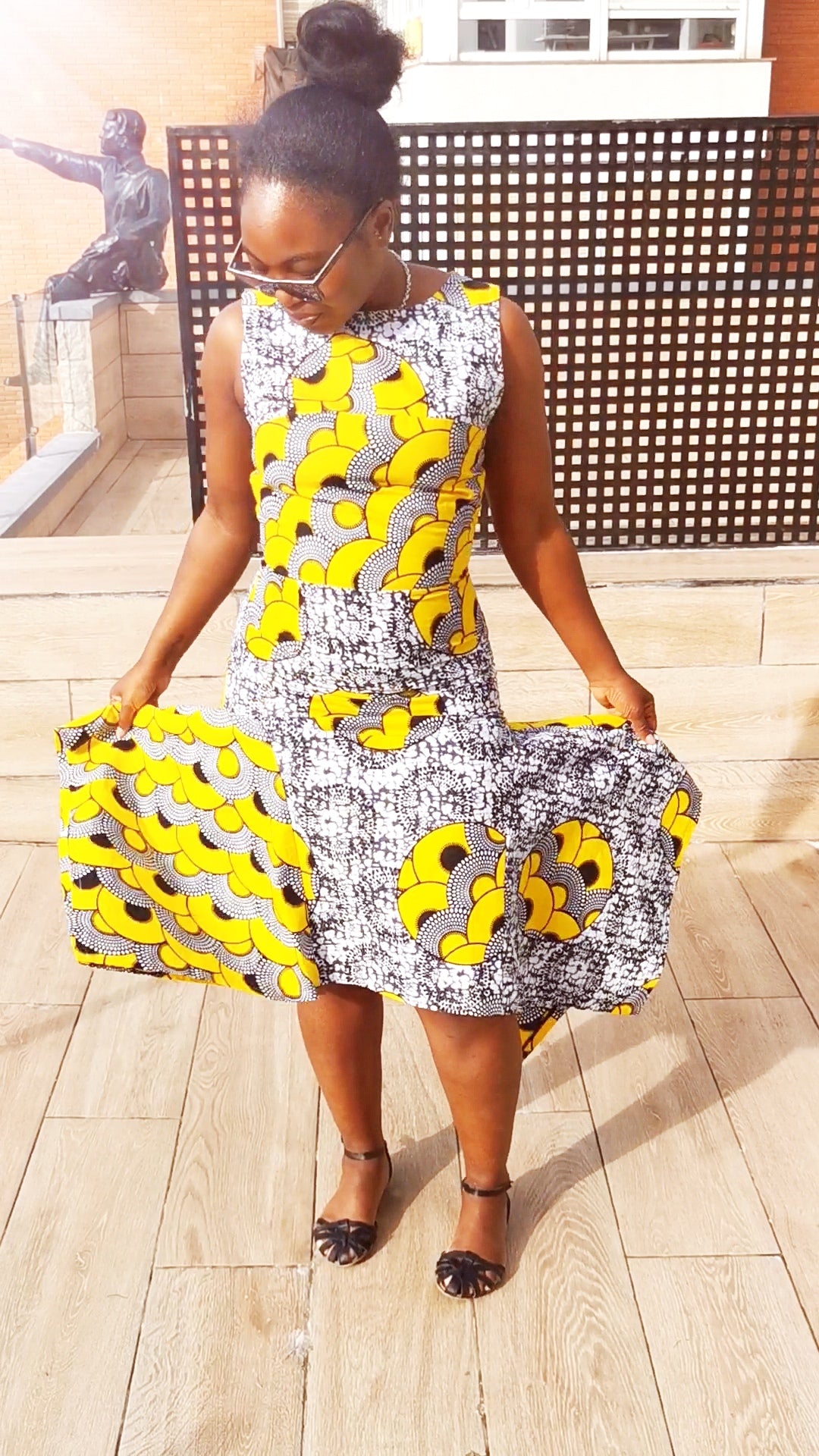 'Yellow footballs' Hankerchief style dress