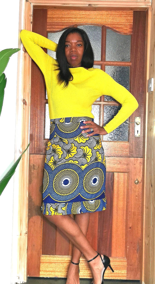 'Golden Sun'  straight peplum skirt